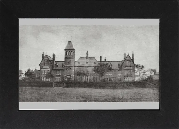 Stampa con cornice : Orfanotrofio di Edens, Astley Bridge, Bolton. Stampa con cornice : Orfanotrofio di Edens, Astley Bridge, Bolton.