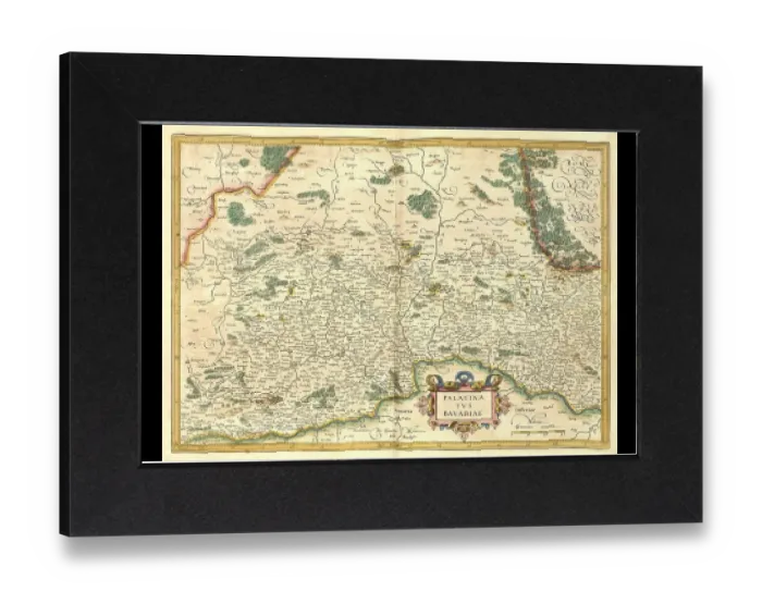 Stampa con cornice : Atlante, mappa del 1623, Palatina e Bavariae.