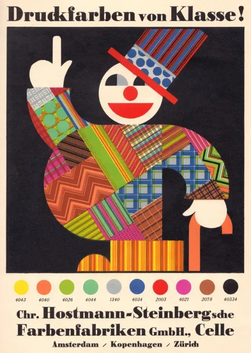 Stampa con cornice : Clown. Annuncio per i produttori Hostmann-Steinberg, fabbricanti di vernici litografiche