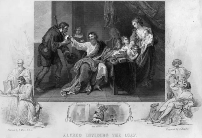 Stampa con cornice : Alfred divide il suo pane.