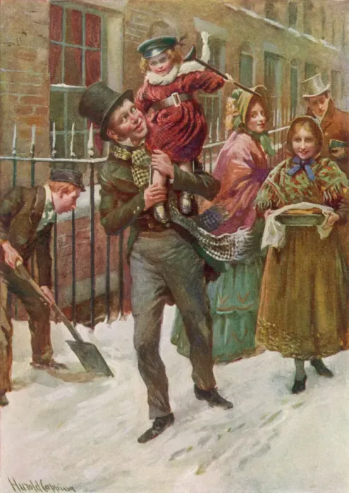 Stampa con cornice : Bob Cratchit e Tiny Tim Stampa con cornice : Bob Cratchit e Tiny Tim