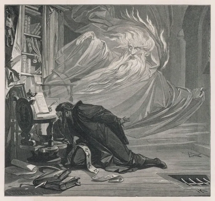 Stampa con cornice : Faust e Dubbi / Goethe