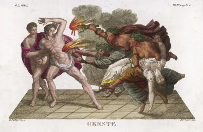 Stampa con cornice : FURIES. Le Erinie erano così allarmanti che i Greci non osarono utilizzare