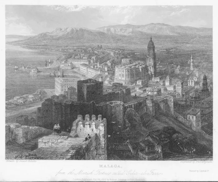 Stampa con cornice : MALAGA. Il porto di Málaga, nella Spagna meridionale Stampa con cornice : MALAGA. Il porto di Málaga, nella Spagna meridionale