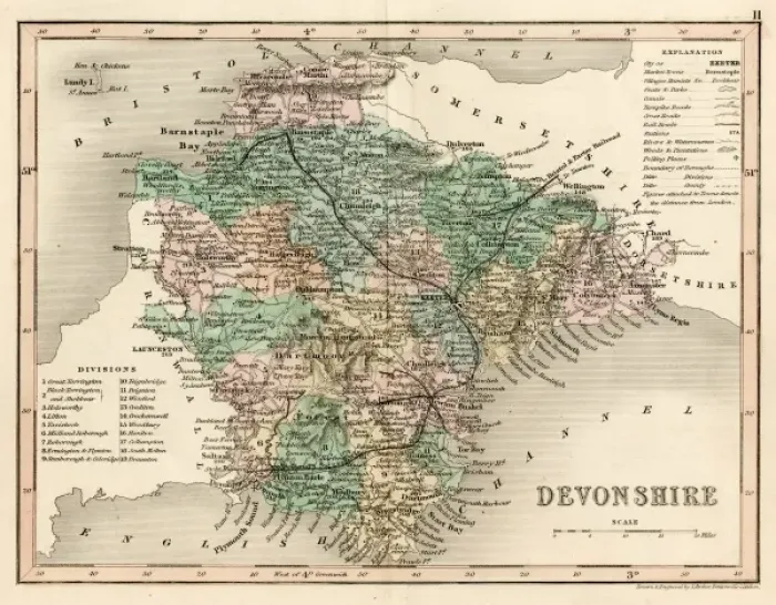 Stampa con cornice : MAP / DEVON C1857 Stampa con cornice : MAP / DEVON C1857