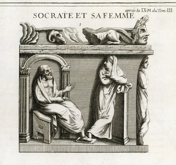 Stampa con cornice : Socrate e Xantippe Stampa con cornice : Socrate e Xantippe