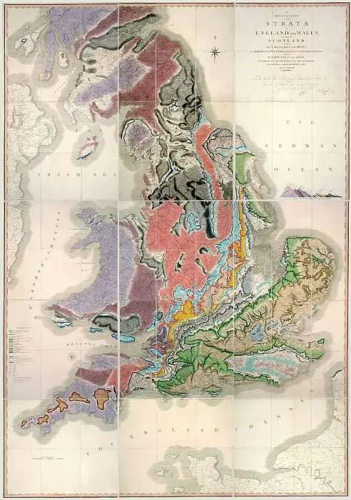 Stampa con cornice : Carta geologica di William Smith Stampa con cornice : Carta geologica di William Smith