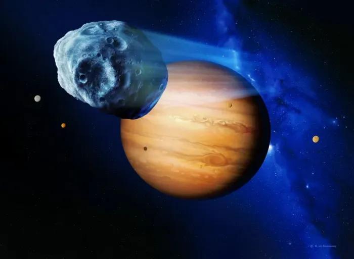 Stampa con cornice : Asteroide che passa Giove Stampa con cornice : Asteroide che passa Giove
