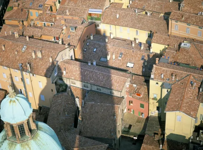 Stampa con cornice : Ombra della torre Asinelli