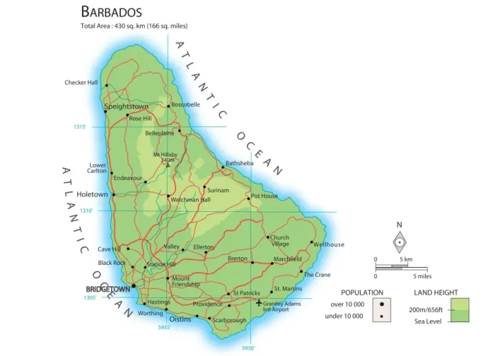 Stampa con cornice : Mappa delle Barbados