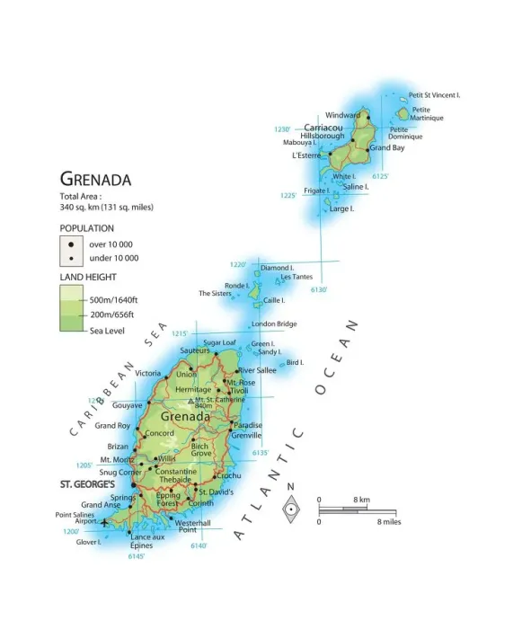 Stampa con cornice : Mappa di Grenada. Stampa con cornice : Mappa di Grenada.