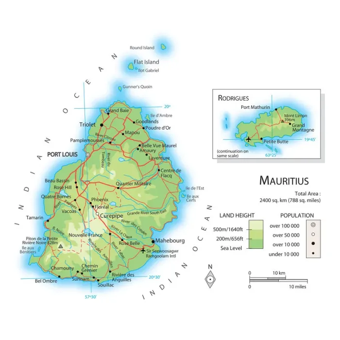 Stampa con cornice : Mappa della Mauritius. Stampa con cornice : Mappa della Mauritius.