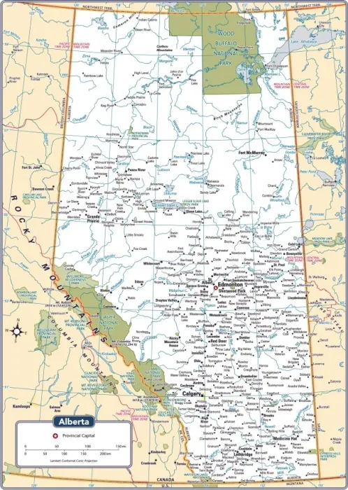 Stampa con cornice : Mappa Provinciale dell'Alberta