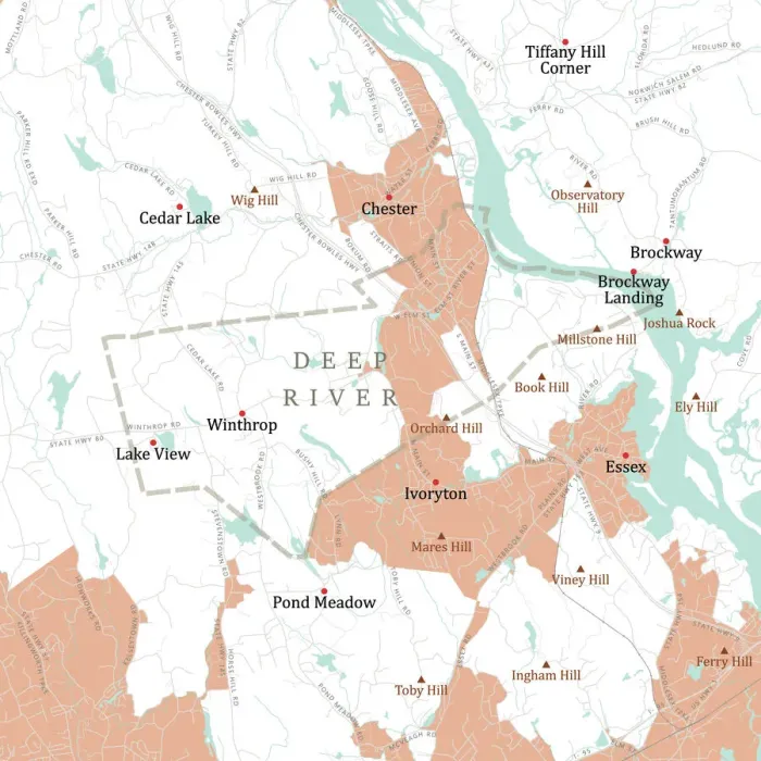 Stampa con cornice : CT Middlesex Deep River Vector Road Map Stampa con cornice : CT Middlesex Deep River Vector Road Map