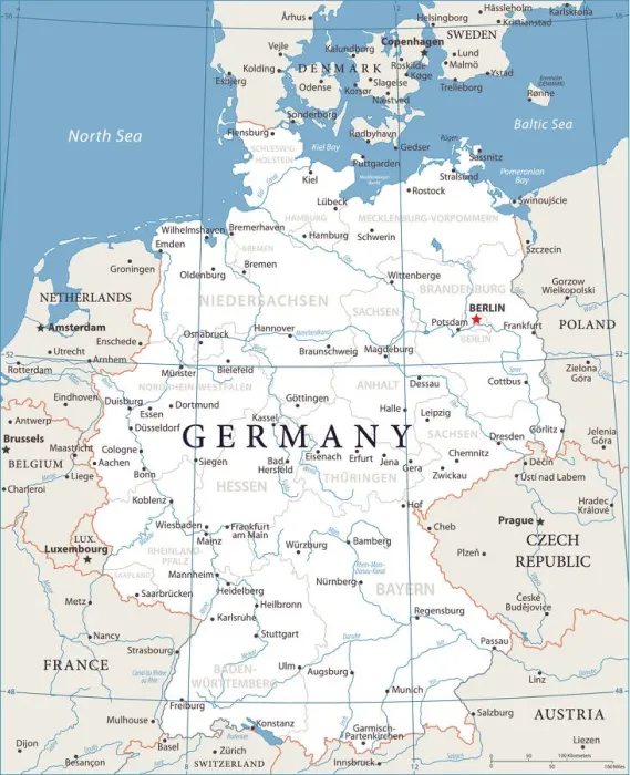 Stampa con cornice : Mappa della Germania - Vettoriale. Stampa con cornice : Mappa della Germania - Vettoriale.