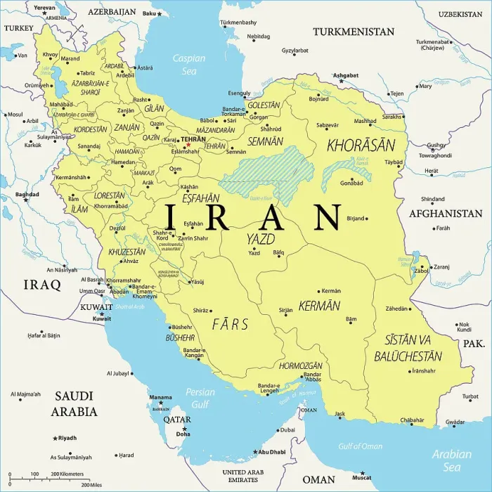 Stampa con cornice : Mappa dell'Iran. Stampa con cornice : Mappa dell'Iran.