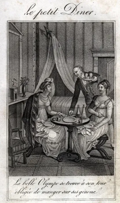Stampa con cornice : Cena piccola. Olympe de Gouges (1748-1793), donna di lettere francese.