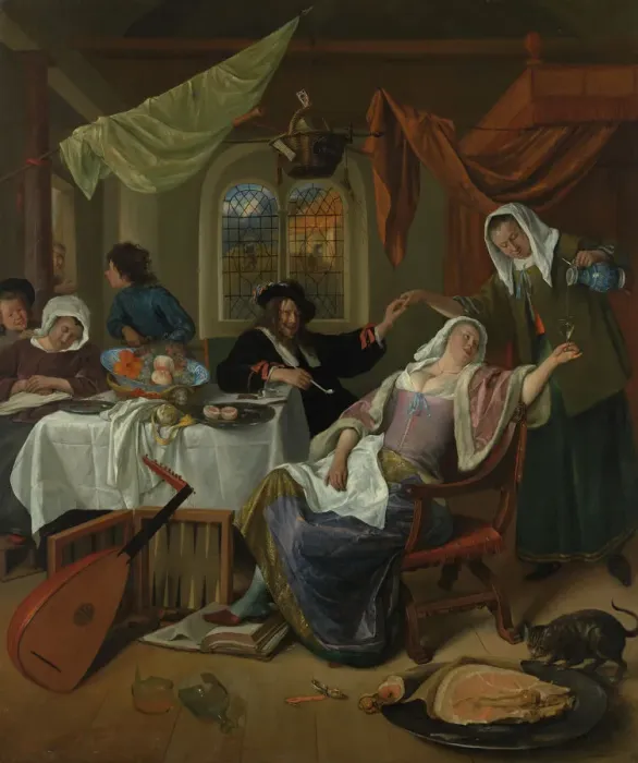 Stampa con cornice : La Casa Dissoluta, ca. 1663-64. Creatore: Jan Steen Stampa con cornice : La Casa Dissoluta, ca. 1663-64. Creatore: Jan Steen