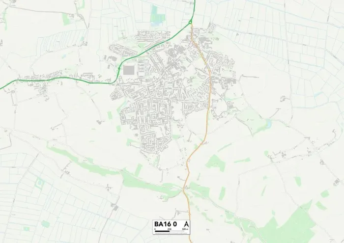 Stampa con cornice : Mendip BA16 0 Mappa