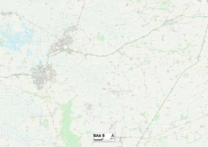 Stampa con cornice : Mendip BA6 8 Map Stampa con cornice : Mendip BA6 8 Map
