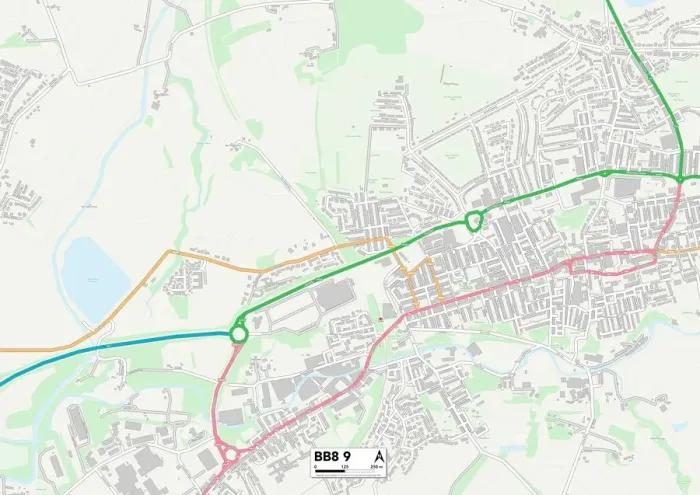 Stampa con cornice : Pendle BB8 9 Map