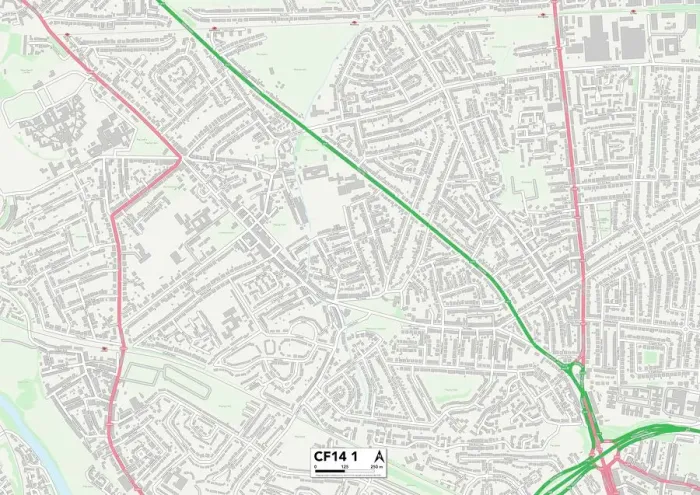 Stampa con cornice : CF14 1 Cardiff Mappa Stampa con cornice : CF14 1 Cardiff Mappa
