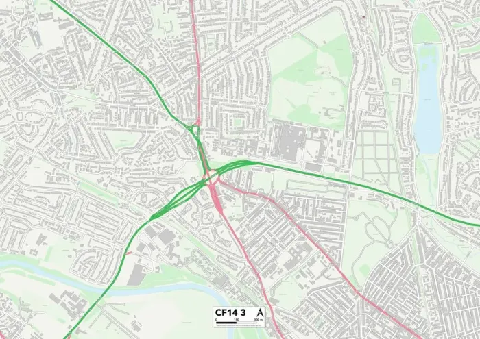 Stampa con cornice : CF14 3 Cardiff Mappa Stampa con cornice : CF14 3 Cardiff Mappa