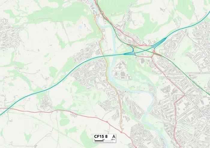 Stampa con cornice : CF15 8 Cardiff Mappa Stampa con cornice : CF15 8 Cardiff Mappa