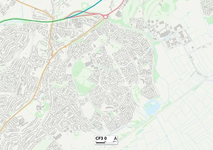 Stampa con cornice : CF3 0 Mappa di Cardiff Stampa con cornice : CF3 0 Mappa di Cardiff