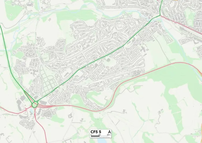 Stampa con cornice : CF5 5 Cardiff Mappa Stampa con cornice : CF5 5 Cardiff Mappa