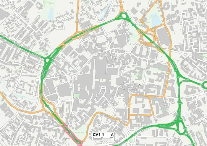 Stampa con cornice : Coventry CV1 1 Map Stampa con cornice : Coventry CV1 1 Map
