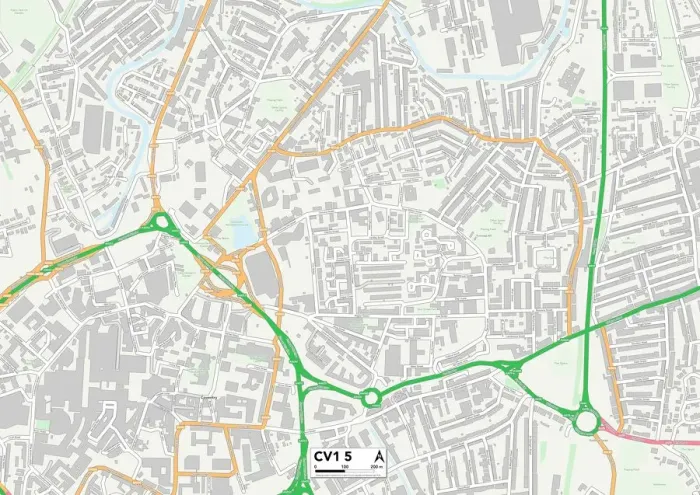 Stampa con cornice : Coventry CV1 5 Mappa Stampa con cornice : Coventry CV1 5 Mappa