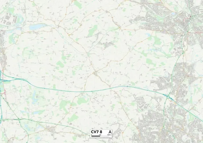 Stampa con cornice : Coventry CV7 8 Mappa Stampa con cornice : Coventry CV7 8 Mappa