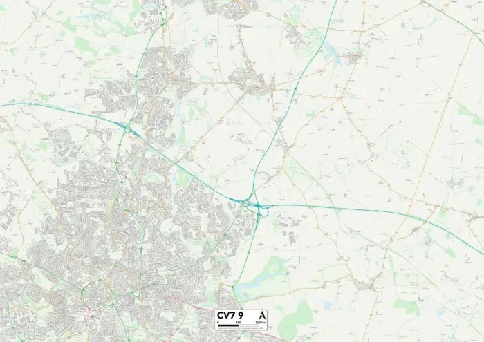 Stampa con cornice : Coventry CV7 9 Mappa Stampa con cornice : Coventry CV7 9 Mappa