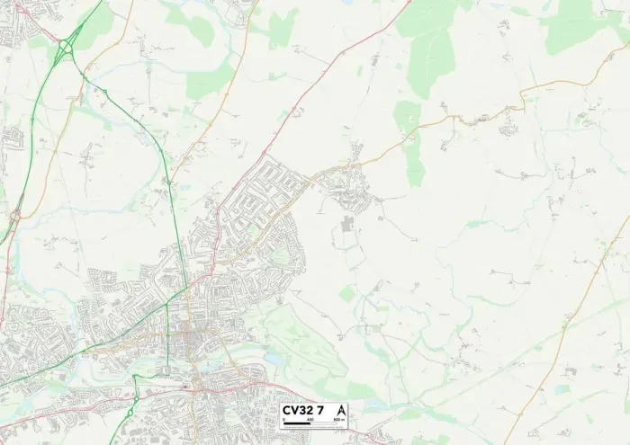 Stampa con cornice : Warwick CV32 7 Map Stampa con cornice : Warwick CV32 7 Map