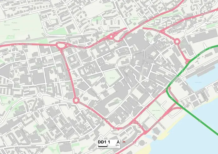 Stampa con cornice : Dundee DD1 1 Mappa