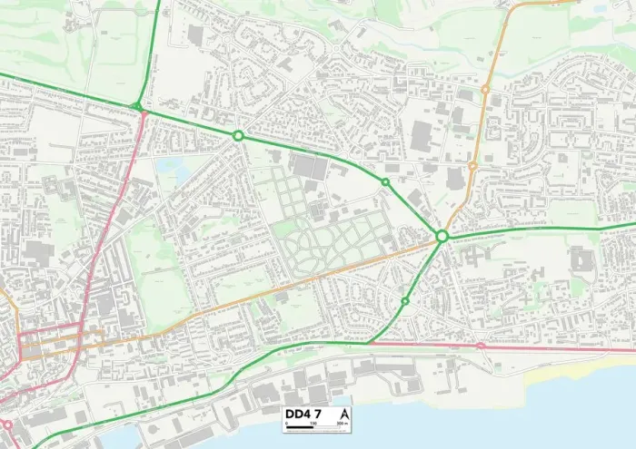 Stampa con cornice : Dundee DD4 7 Mappa
