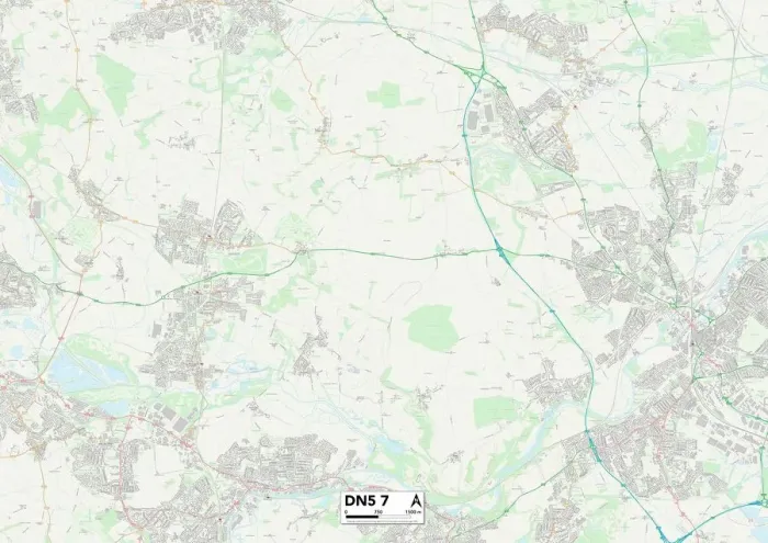 Stampa con cornice : Doncaster DN5 7 Mappa Stampa con cornice : Doncaster DN5 7 Mappa