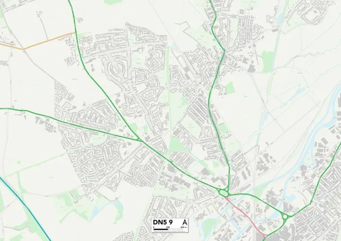 Stampa con cornice : Doncaster DN5 9 Mappa Stampa con cornice : Doncaster DN5 9 Mappa
