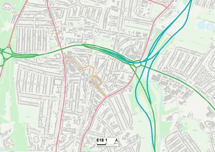 Stampa con cornice : Redbridge E18 1 Mappa