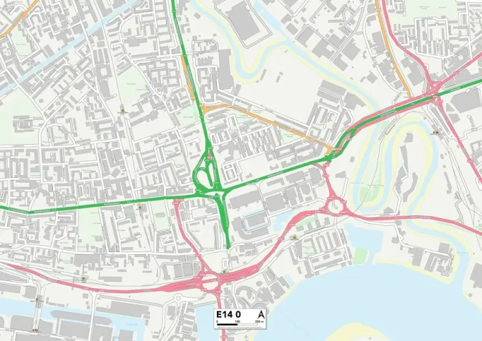 Stampa con cornice : Tower Hamlets E14 0 Map Stampa con cornice : Tower Hamlets E14 0 Map