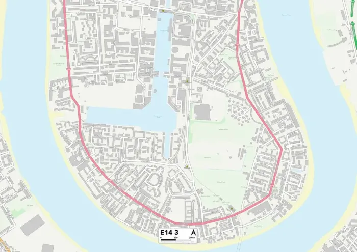 Stampa con cornice : Tower Hamlets E14 3 Mappa Stampa con cornice : Tower Hamlets E14 3 Mappa