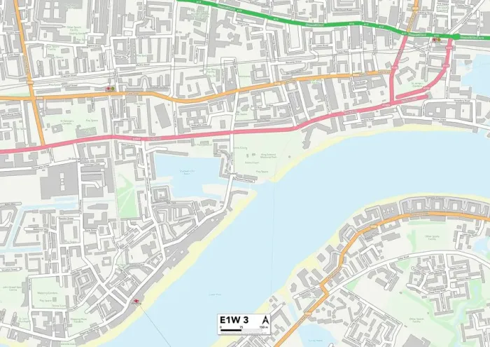 Stampa con cornice : Tower Hamlets E1W 3 Map Stampa con cornice : Tower Hamlets E1W 3 Map