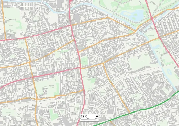 Stampa con cornice : Tower Hamlets E2 0 Mappa Stampa con cornice : Tower Hamlets E2 0 Mappa