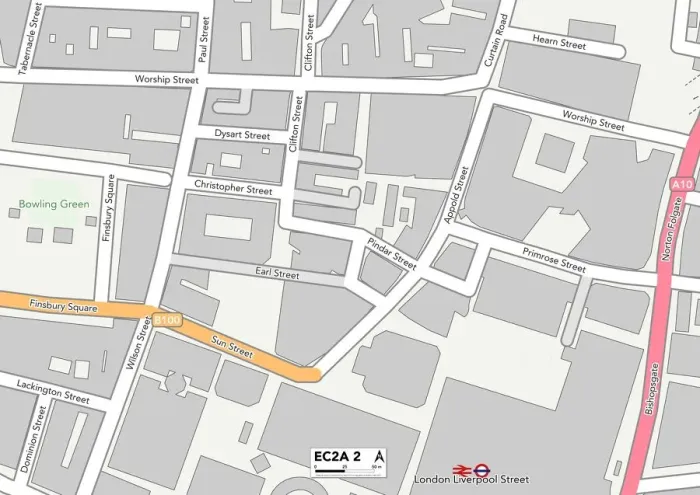 Stampa con cornice : Hackney EC2A 2 Mappa