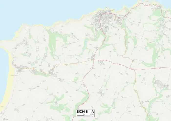 Stampa con cornice : Exeter EX34 8 Mappa Stampa con cornice : Exeter EX34 8 Mappa