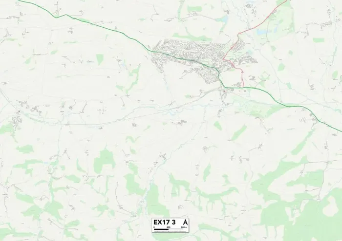 Stampa con cornice : Mid Devon EX17 3 Map