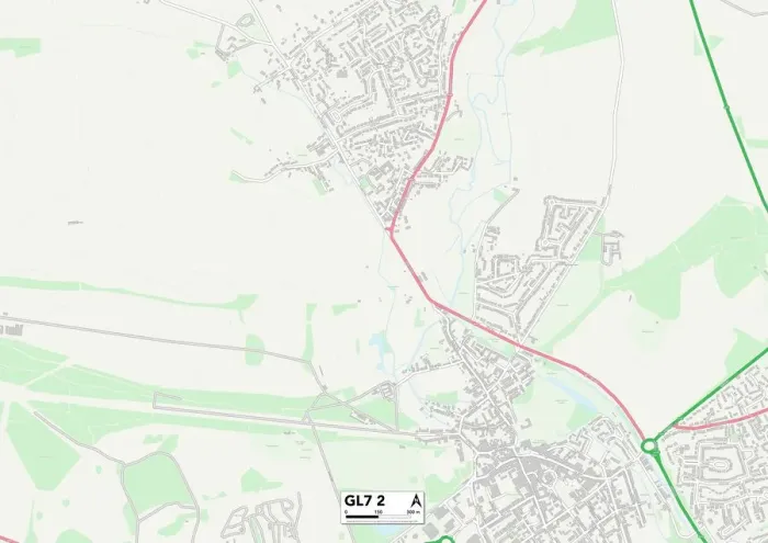 Stampa con cornice : Cotswold GL7 2 Mappa Stampa con cornice : Cotswold GL7 2 Mappa
