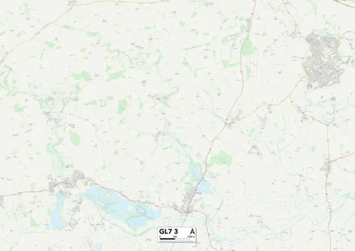 Stampa con cornice : Cotswold GL7 3 Mappa