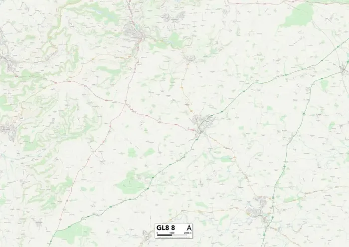 Stampa con cornice : Cotswold GL8 8 Map